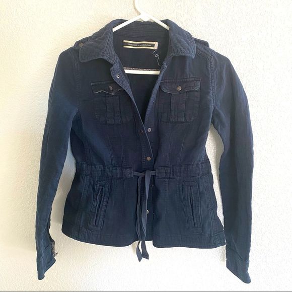 ANTHRO Daughters of Liberation Top Navy Blue Snaps Blazer Size 2 - Picture 1 of 6